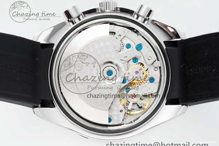 0111 Breathable Speedmaster Racing Master SS HKF Best Edition White Dial on Black Rubber Strap A 7815